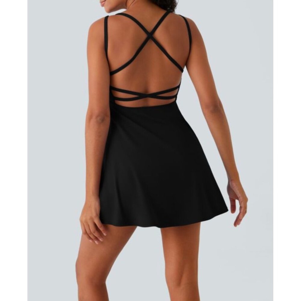 Black Strappy Back Women's A-Line Dress